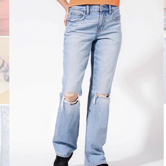 American Eagle | 90s Bootcut Light Wash Distressed Denim Jean Womens 6 30 x 31.5 - Picture 3 of 13